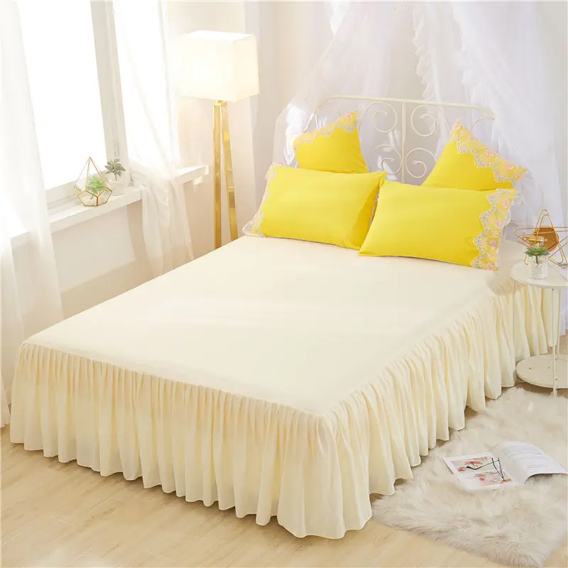 

Yellow Lace bedding sets full queen king duvet cover princess girls bed skirt Korean bedclothes beautiful adult quilt cover sets