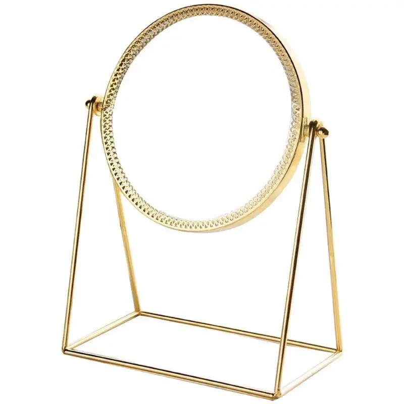

360° Rotation Metal Makeup Mirror Single Sided Vintage Vanity Mirror Golden E65F