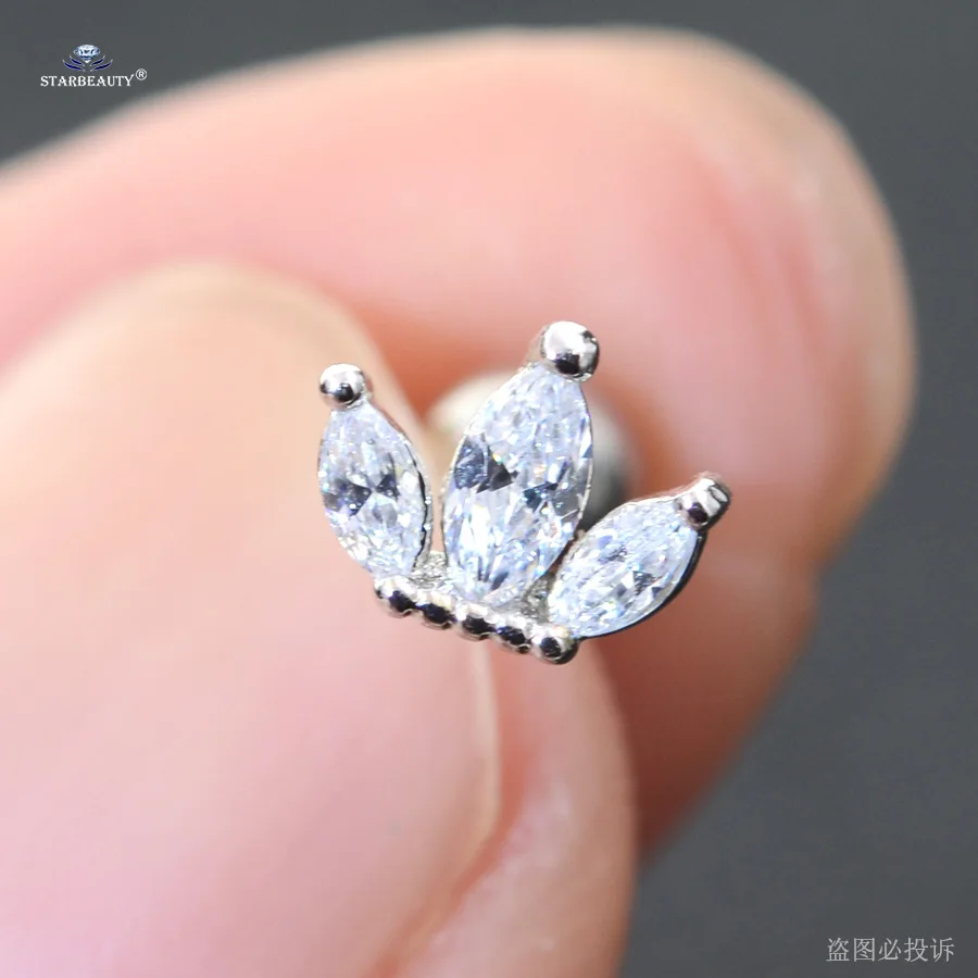M5311 Silver 1 шт. 1,2x6 мм милый цветок Звезда Крест Корона трагус пирсинг Спираль пирсинг Стад Daith серьги-Спирали Кольцо для носа и уха пирсинг ювелирные изделия - Окраска металла: M5311 Silver