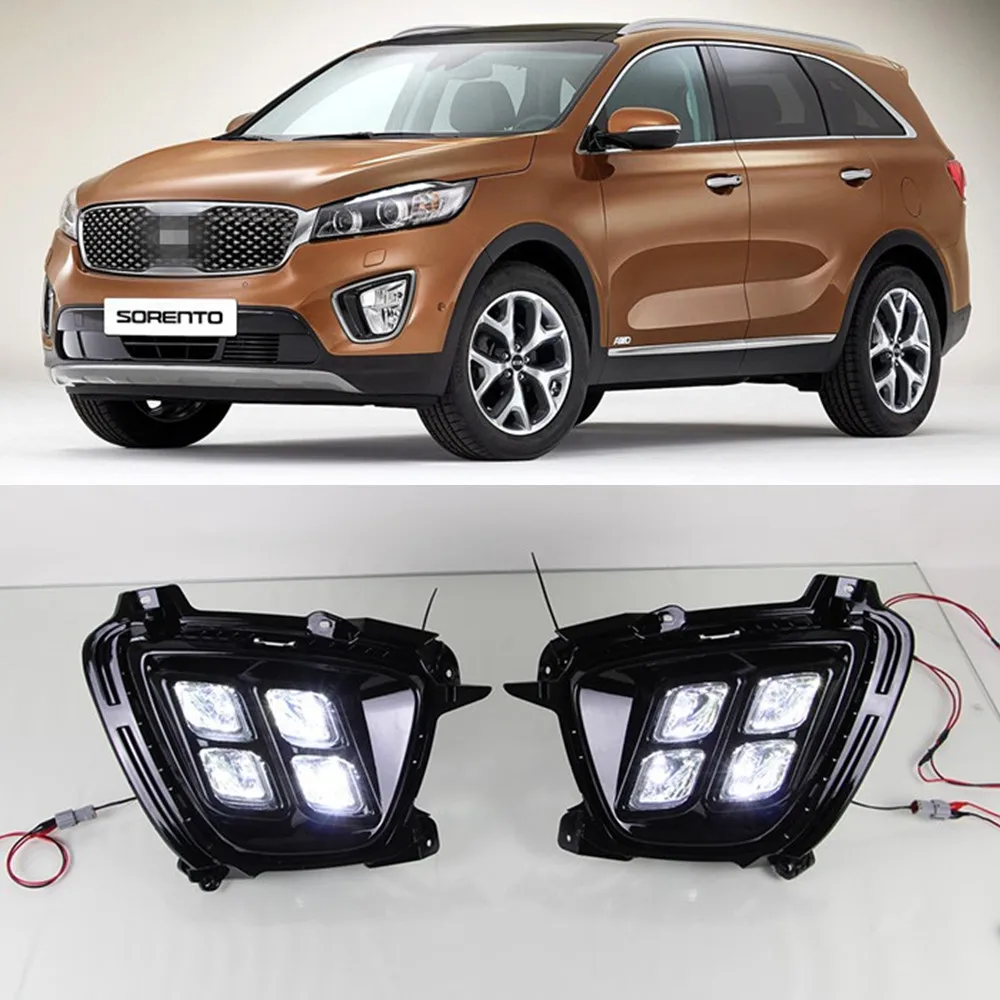 Car Flashing 2PCS LED DRL fog lamp Daytime Running light Daylights Daylight For KIA Sorento 2015 2016 2017 |