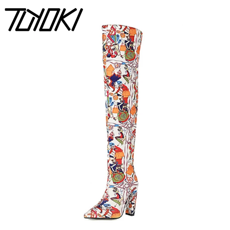 

Tuyoki Size 34-43 Women Over Knee Boots 6 Color Sexy Pointed Toe High Heel Winter Shoes Woman Warm Long Boot Party Footwear