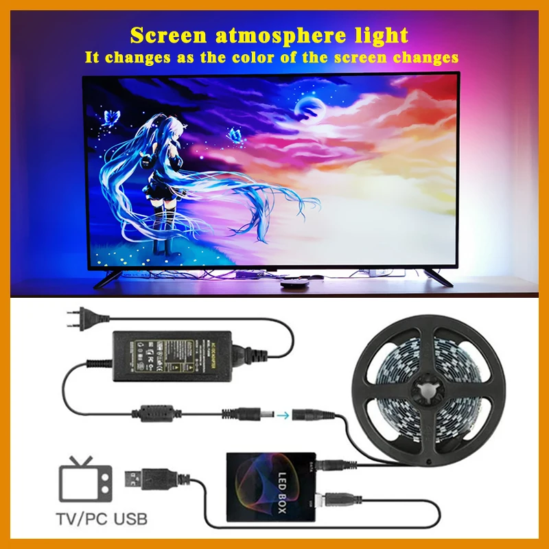 

Светодиодная лента, 5m/3m/5 В, WS2812B, 5050 RGB