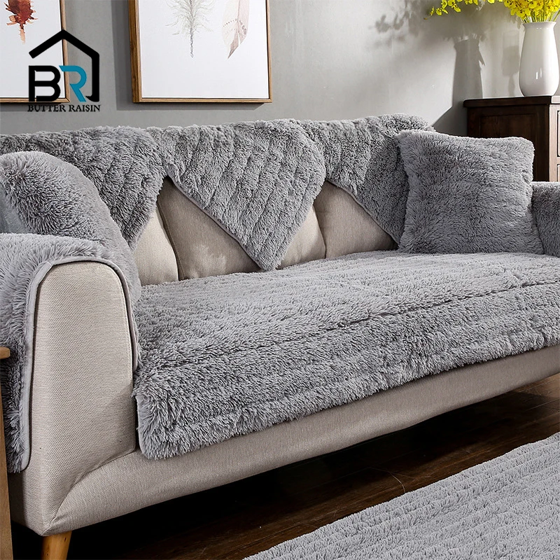

Modern Sofa Cushion Non-slip Sofa Cover Four Seasons Universal Sofa Towel Solid Color Plush Couch Covers 1/2/3-seater Sofas For