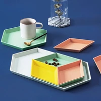 colored platters 4 piece geometric serving trays set fruit dessert storage tray for dinner dessert appetizers and party