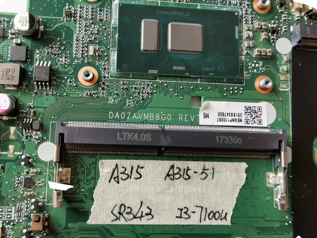 Оригинальный Для ACER A315 A315-51 Материнская плата ноутбука I3-7100U DA0ZAVMB8G0 NBGNP110087