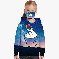 colorful 3d print toddler boys girls sweatshirt casual hoodies baby heart long sleeve hooded children clothes give away mask