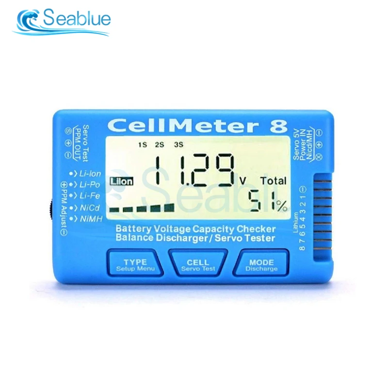 

RC CellMeter8 LCD Digital Battery Capacity Checker CellMeter 2-8S 4-8S Servo LiPo Li-lon NiMH Battery Tester RC CellMeter7