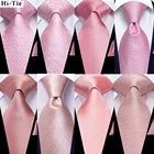 Hi-Tie Мужской Шелковый Свадебный галстук персиковый розовый коралловый однотонный подарок галстук для мужчин модный дизайнерский качественный носовой платок запонки деловые Вечерние