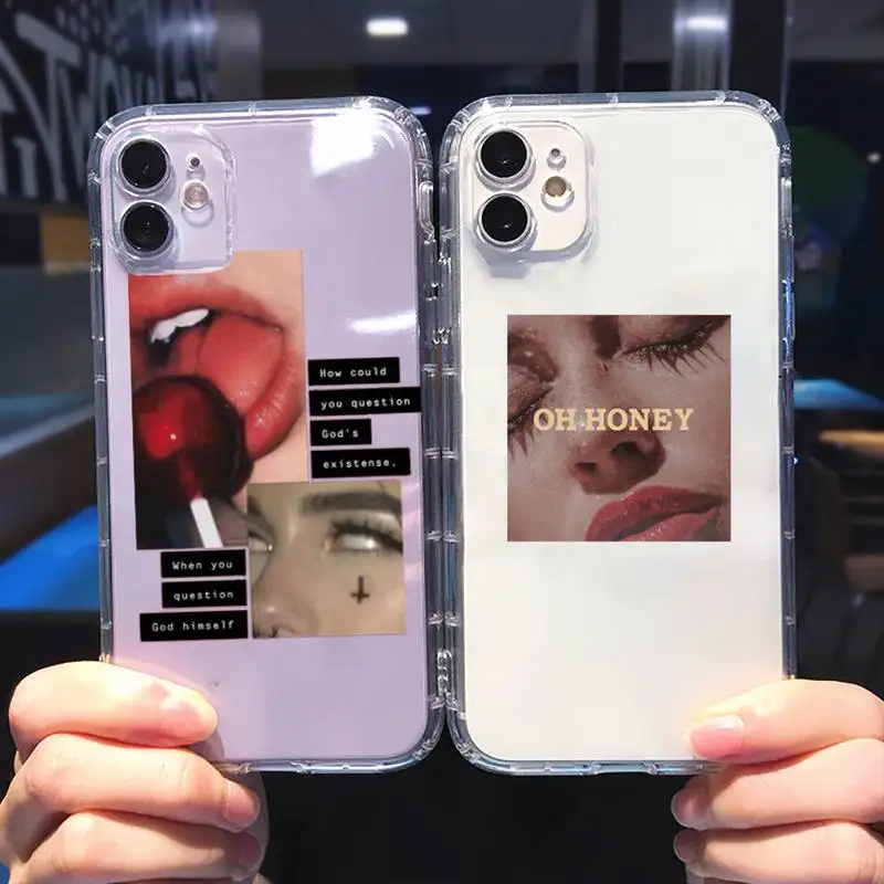 

aesthetics Phone Case For iphone 13 12 11 8 7 plus mini x xs xr pro max Transparent soft