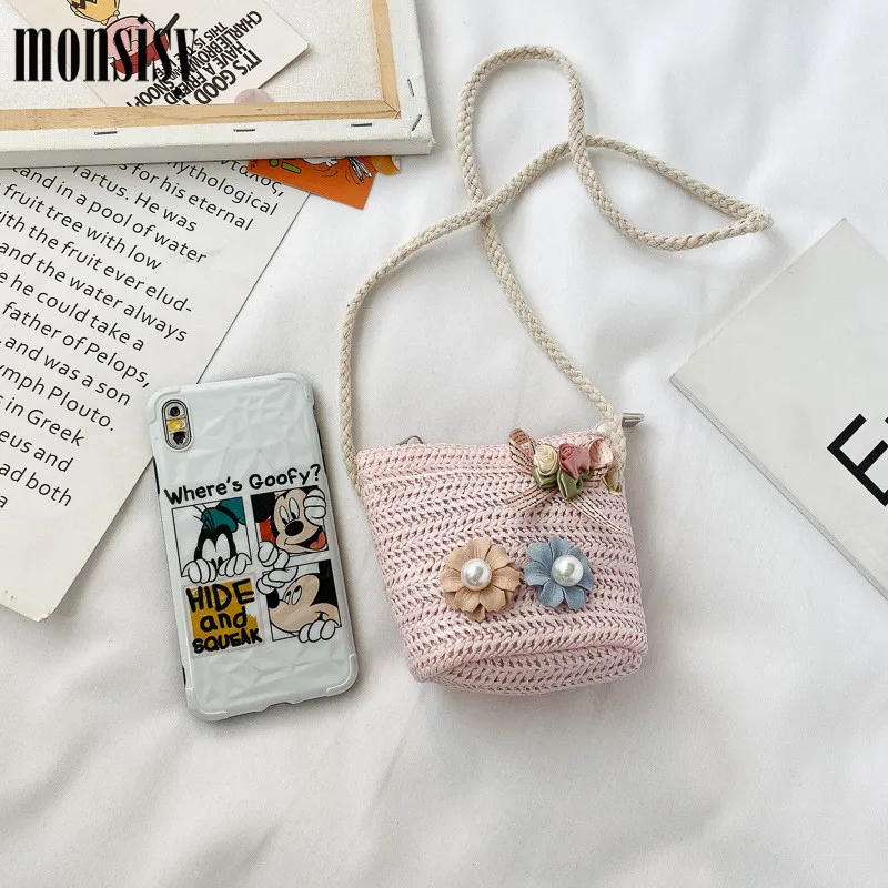 Monsisy 2020 новая соломенная сумка для маленьких девочек через плечо Детский кошелек