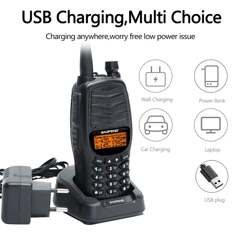 FOR BAOFENG UV-X10 10W 8800MAH 2-PTT DUAL BAND VHF UHF USB CHARGER WALKIE TALKIE HAM CB PORTABLE RADIO TRANSCEIVER UV-5R UV-82