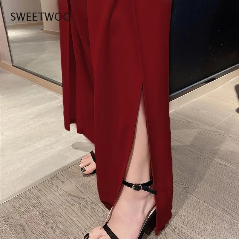Jumpsuits&Rompers Summer Fashion Temperament Slim  V Neck Sleeveless Jumpsuit Women Bandage Split One Piece Outfit