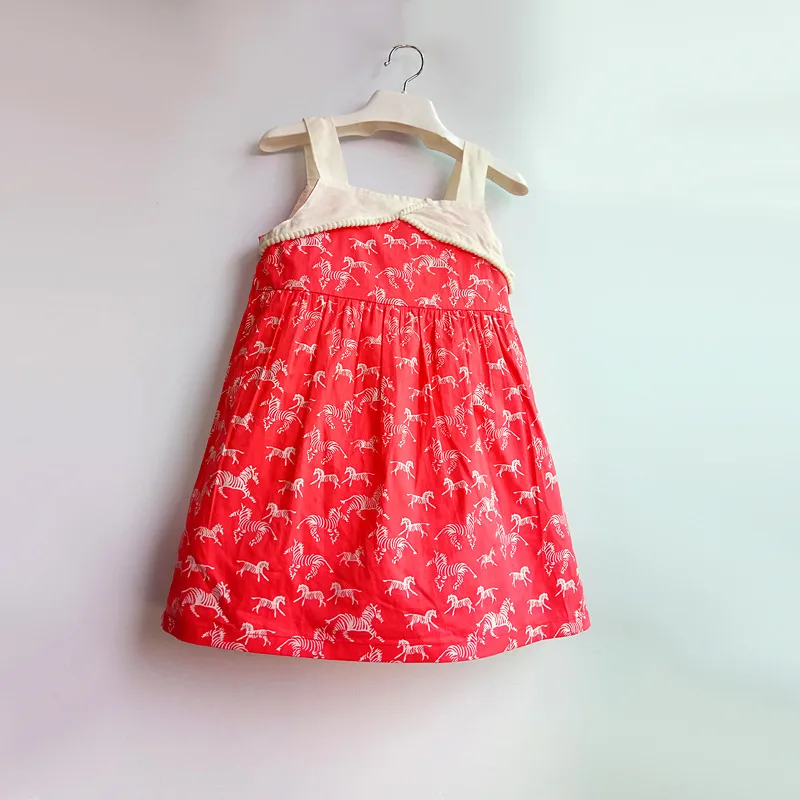 Girl print dress with a zebra children's cotton Suspender Cute girl Summer Floral Toddler kids Sleeveless Dress | Детская одежда и