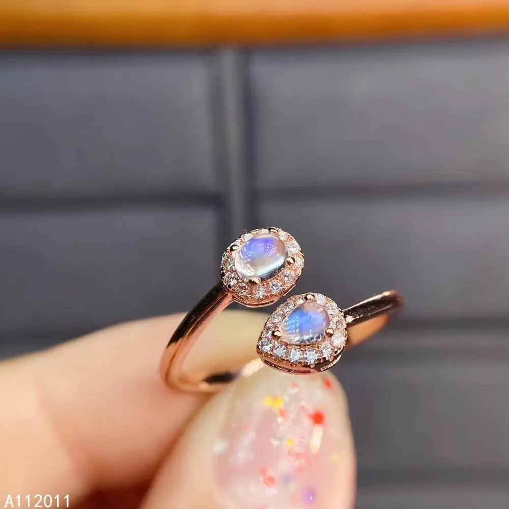 

KJJEAXCMY fine jewelry 925 sterling silver inlaid natural moonstone new Female ring trendy Support Detection