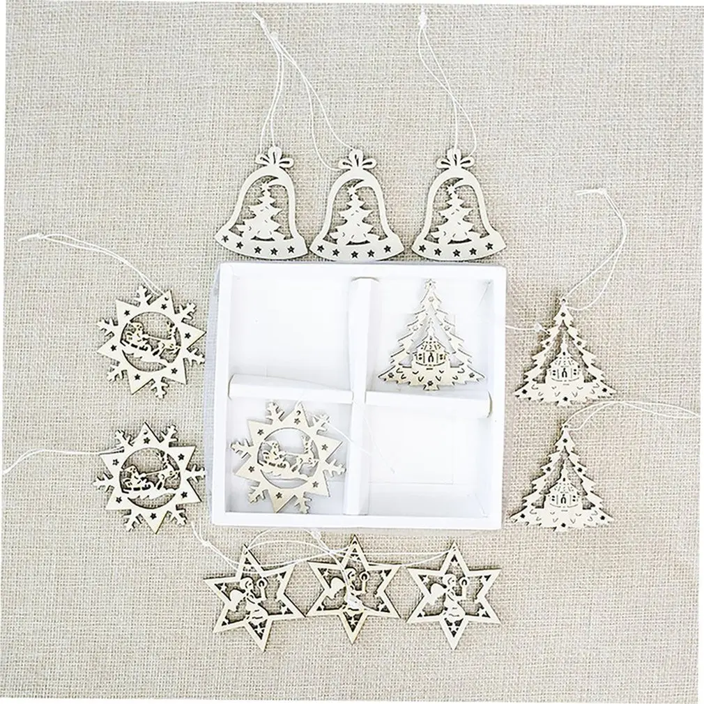 Рождественская елка снежинка Ангел Звезда лепесток деревянный подвесной