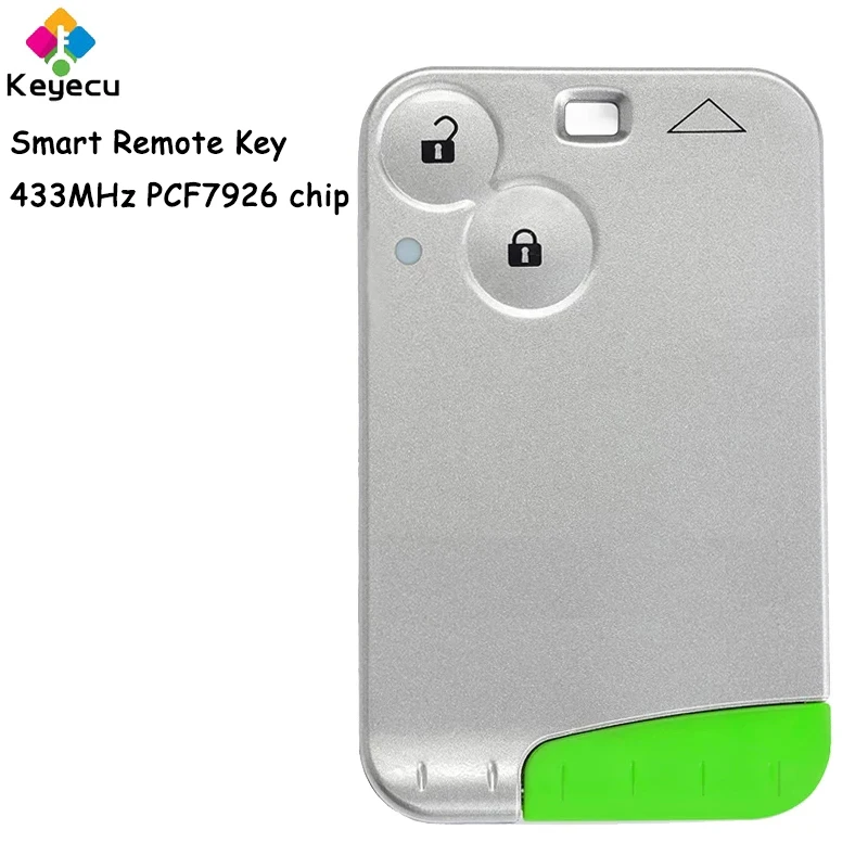 

KEYECU Smart Card Remote Car Key Fob 2 Buttons 433MHz PCF7926 Chip for Renault Laguna Espace Vel Satis 2001 2002 2003 2004- 2007