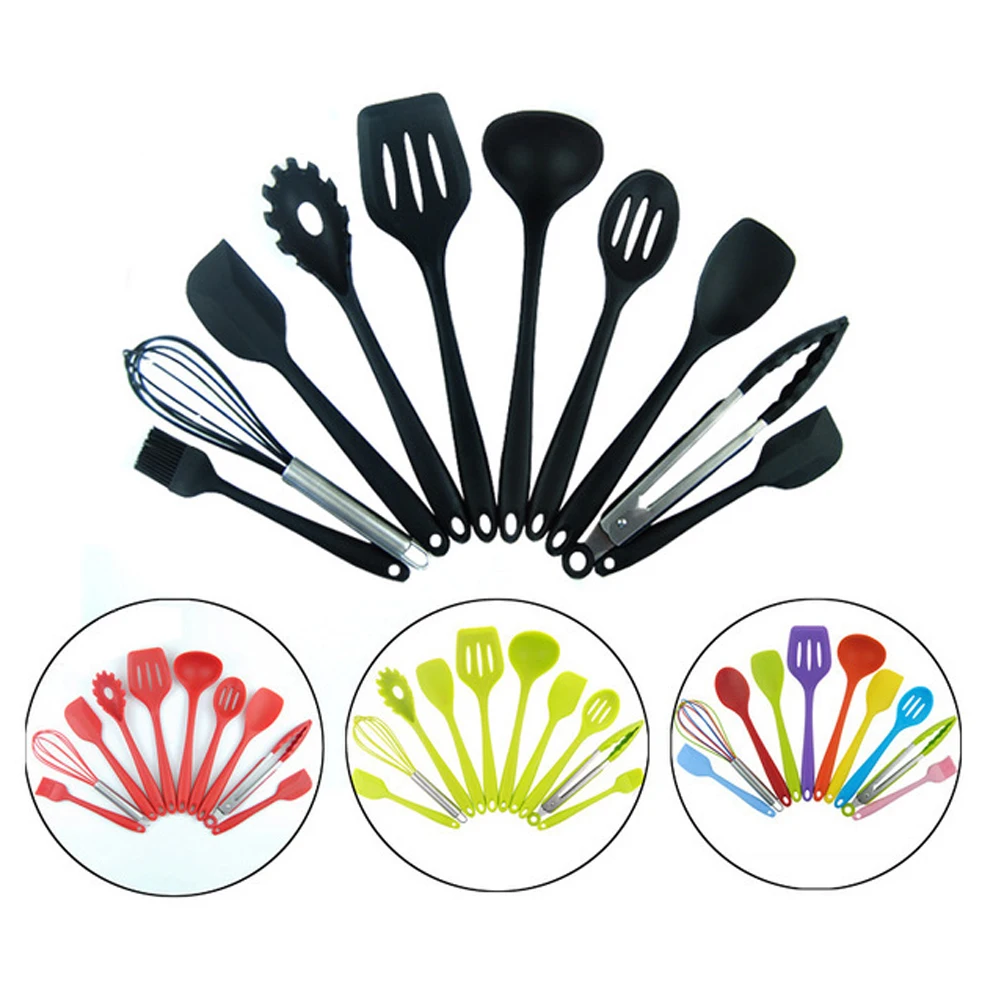 

10 шт. термостойкая силиконовая посуда набор посуды набор Кухня и выпечки Кемпинг Пособия по кулинарии инструменты посуда