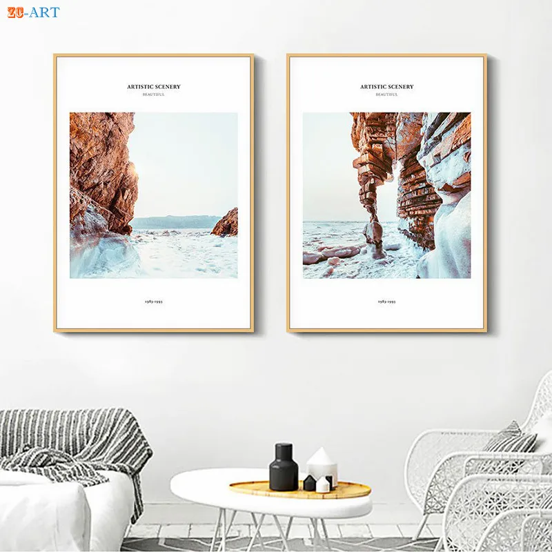 Настенный постер с изображением пляжа скалы волн океан пейзаж холст живопись