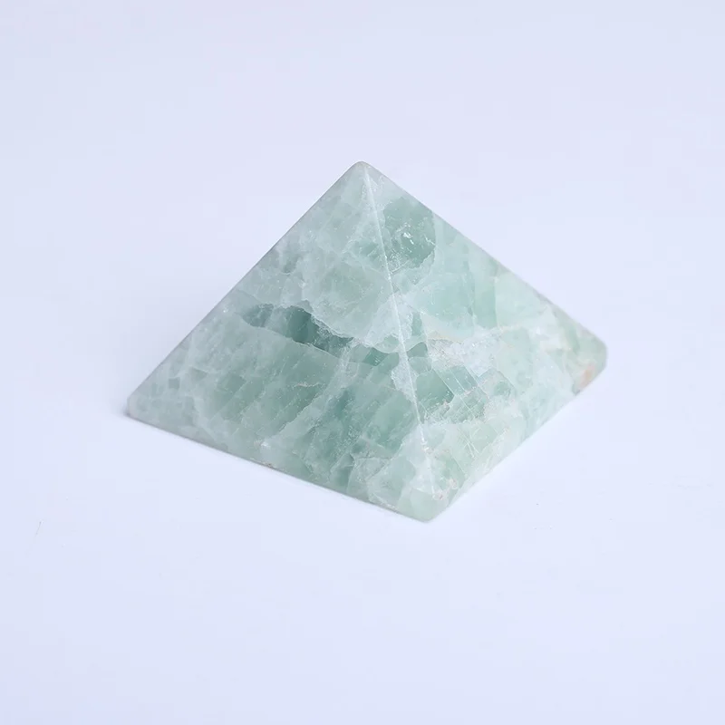 

Pyramid-Finest Big Green Fluorite Crystal Gemstone 1.97" Carved Pyramidal Crystal Healing Crafts