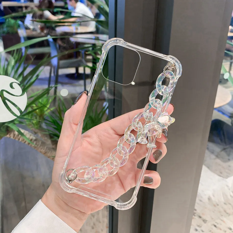 

Яркий чехол с медведем, браслет на запястье, цепочка для Samsung M31 M51 A7 A8 2018 J2 J6 J7 Prime J6 J4 Plus, прозрачный противоударный чехол