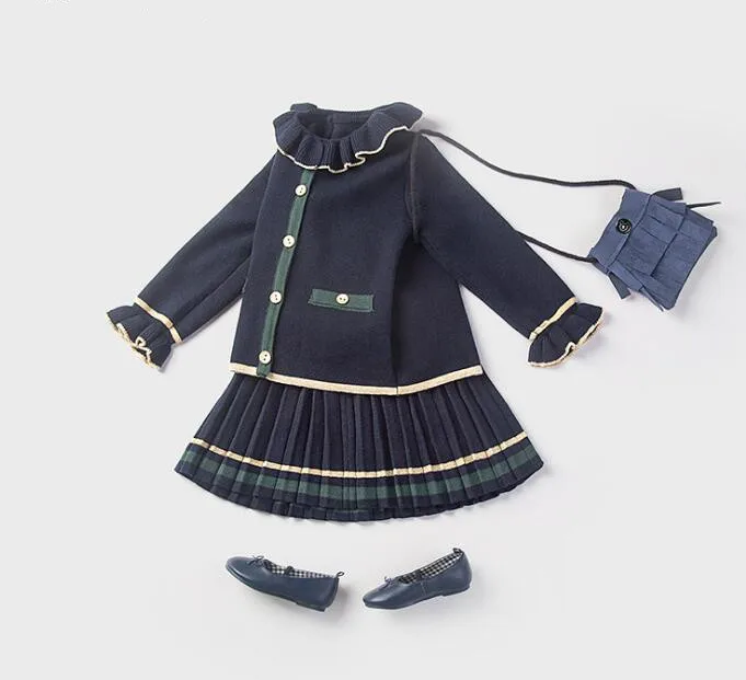 Одежда для маленьких девочек Осень зима 2019 шерстяной кардиган пальто и вязаная