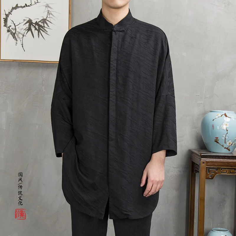Традиционный китайский длинный халат одежда для мужчин осень весна скрытые