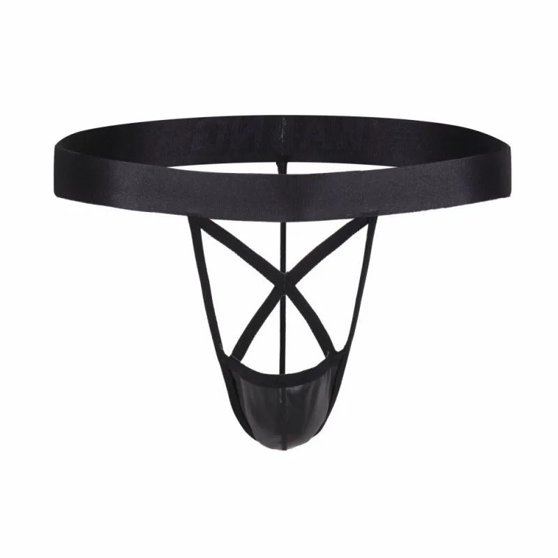 

Men Thongs Strings Underwear Gays Underwear Men's Sexy Leather Mesh Thongs G Strings Underwear Transparent Bikini Jockstrap