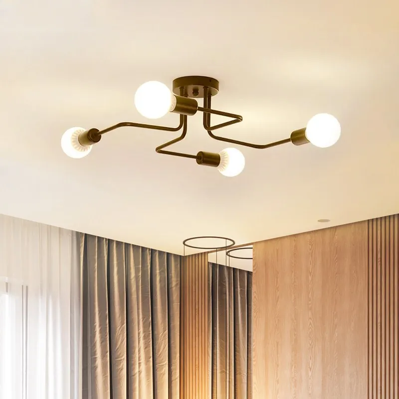 

Modern Wrought Iron Ceiling Light bedroom Ceiling Lamp Loft retro Industrial lighting living room Dinning Cafe Bar nordic lamp