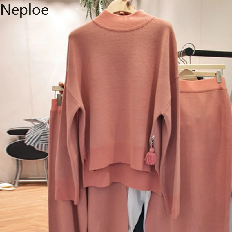 Neploe корейских милых романтичных Для женщин комплекты с круглым вырезом вязаный