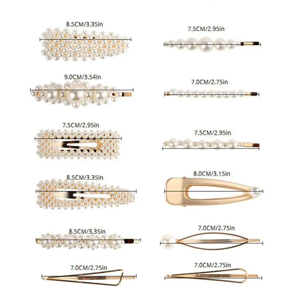 

Pearl Hair Clip Set For Women Girls Gold European White Pearl Wedding Hairpins 10/4/5/12 Pcs Hair Clip