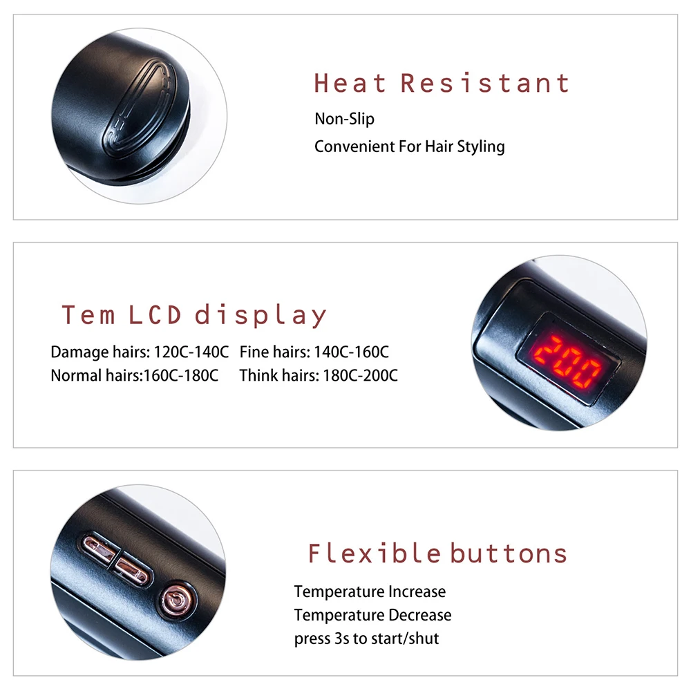 Горячие профессиональные щипцы для завивки волос керамический ЖК цифровой