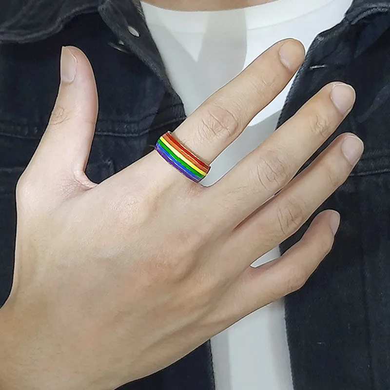 Кольцо ЛГБТ из нержавеющей стали 316L 6 мм | Украшения и аксессуары