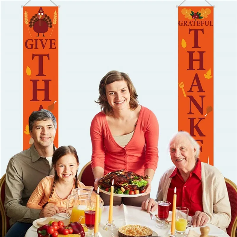 Осенний баннер на День Благодарения висячий знак входную дверь крыльцо милая