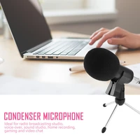 professional round head handheld condenser microphone computer microphone stand tripod wired 3 5mm jack for recording studio