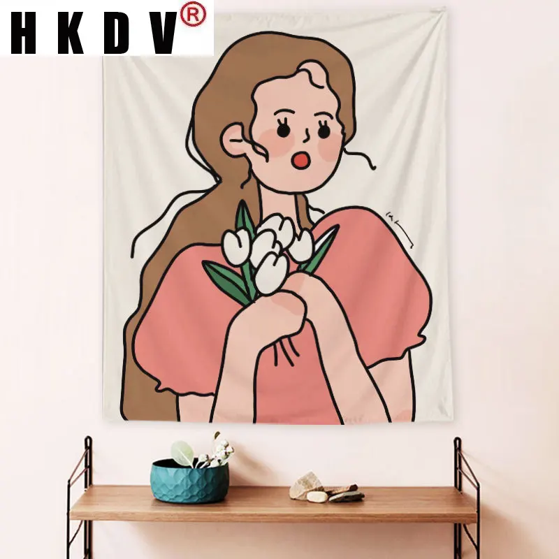 

HKDV Pink Girls Sweet Princess Dorm Tapestry Wall Hanging Covering Rugs Background Cloth Beach Mat Blanket Art Bedroom Home Deco