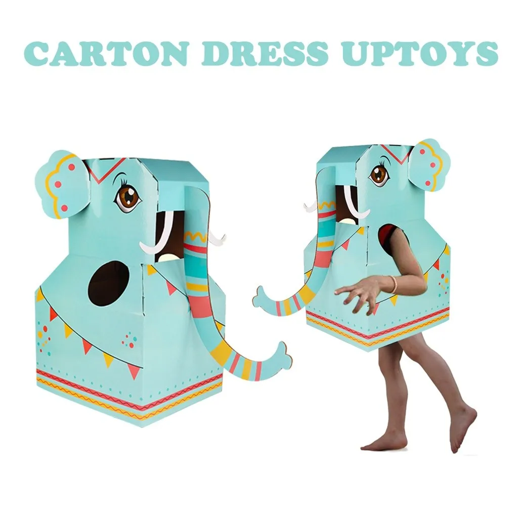 

Children's Carton Toy Paper Giraffe Blue Shark Dinosaur Elephant Can Wear DIY To Make Animal Paper Carton Craft Toys