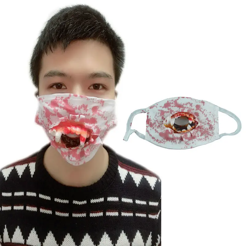 Страшный ужас маска для лица рот кексы Хэллоуин кровавые зубы дыхательная