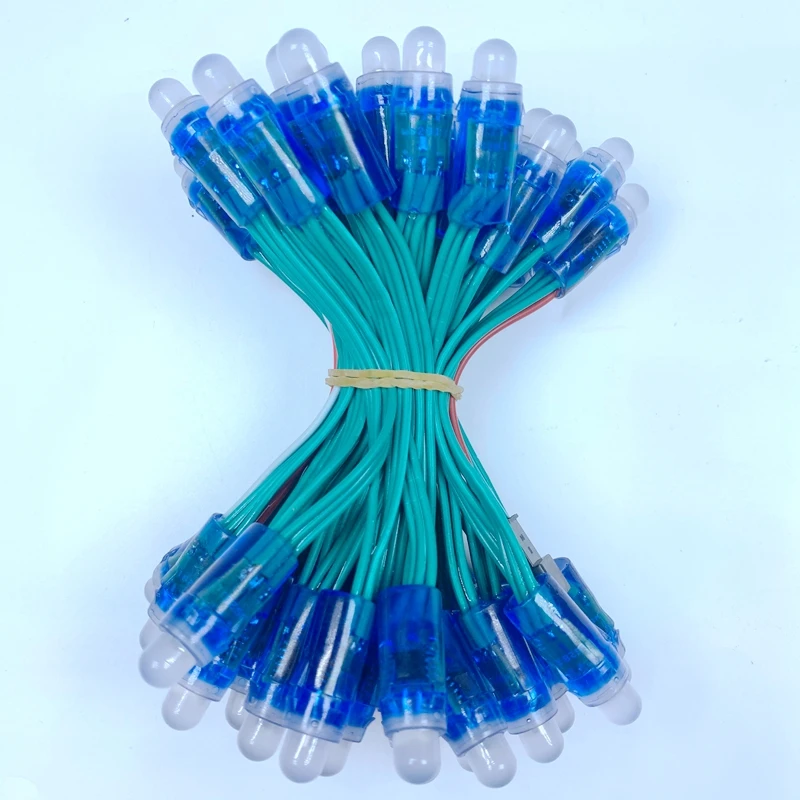 50pcs 12mm WS2811 Full Color LED Pixel Light Module DC 5V input IP68 waterproof RGB color Digital Green Wire christmas | Лампы и