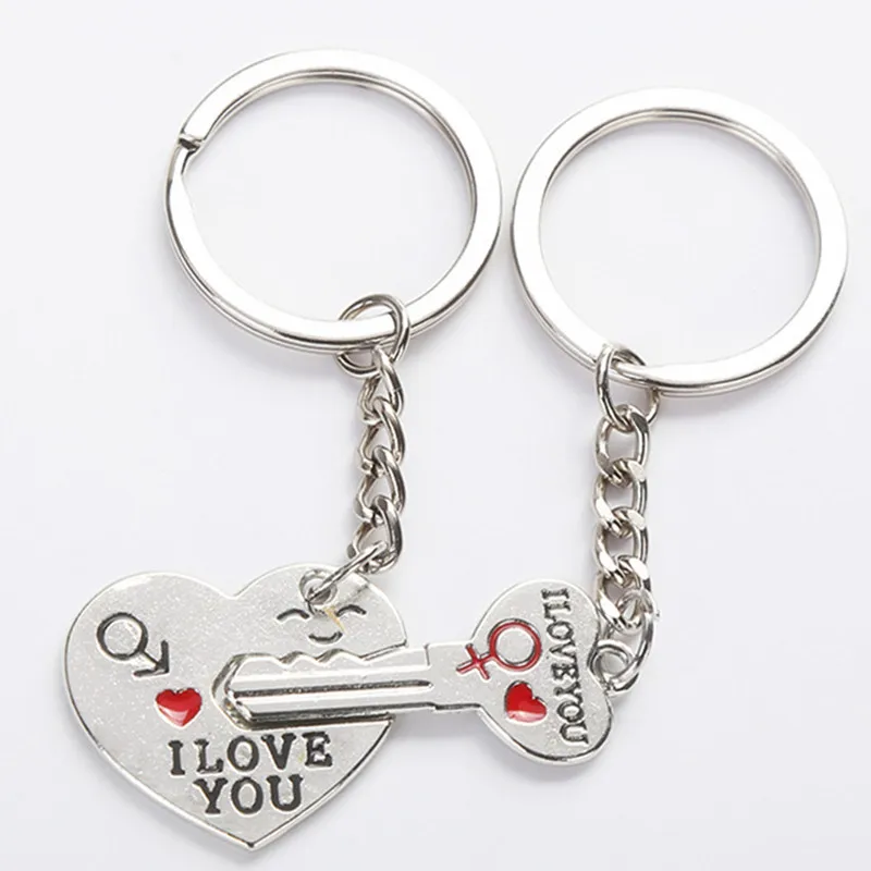 I LOVE YOU keychain 2 шт., подарок на день Святого Валентина, брелок «I LOVE YOU», свадебные подарки для гостей, подарок подружки невесты, брелок для ключей, вечерние сувениры, Подарочные принадлежности - Цвет: I LOVE YOU keychain