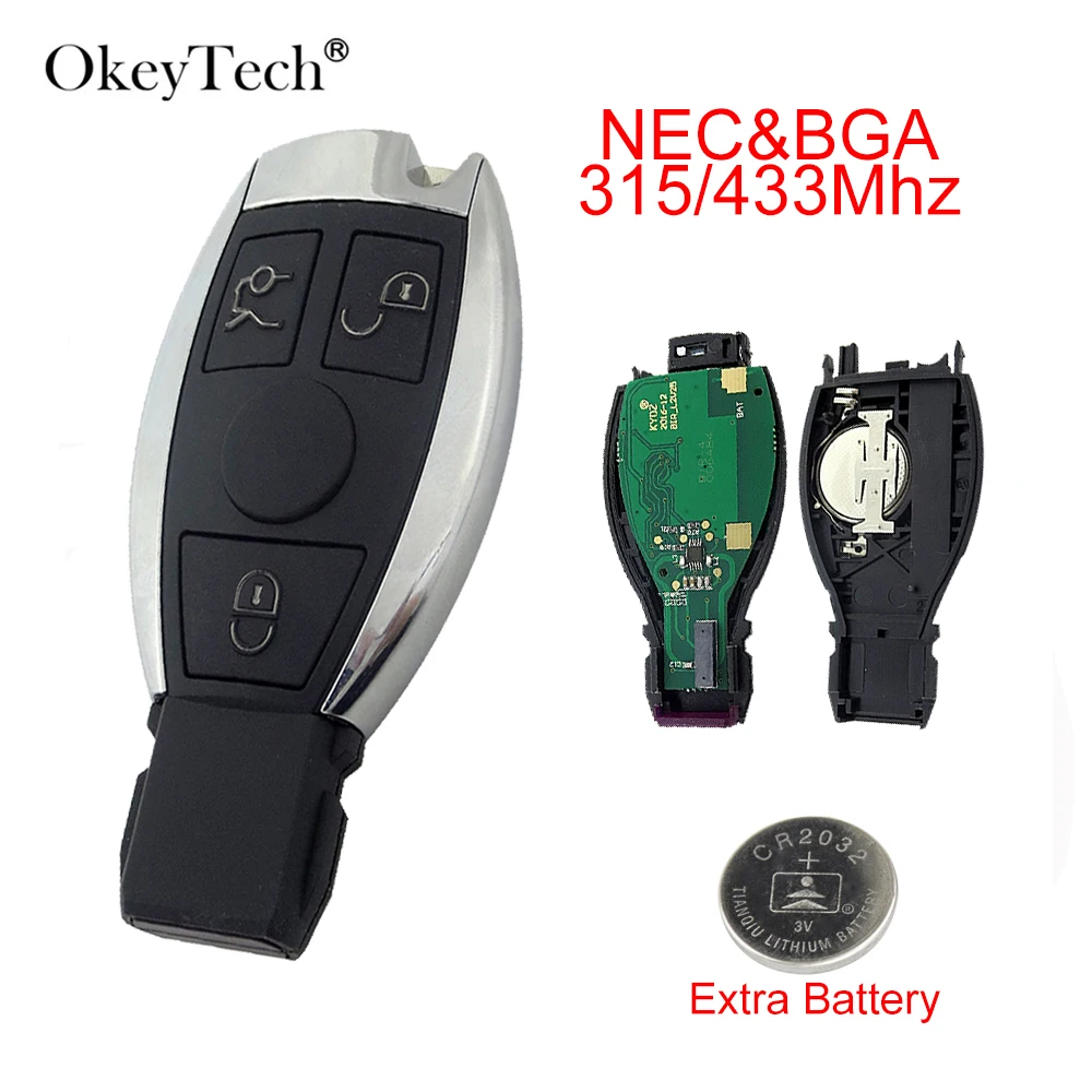 OkeyTech 3 кнопки 315/433MHz NEC и BGA умный дистанционный Автомобильный ключ для Mercedes Benz 2000+ Замена бесключевого аварийного лезвия для Benz