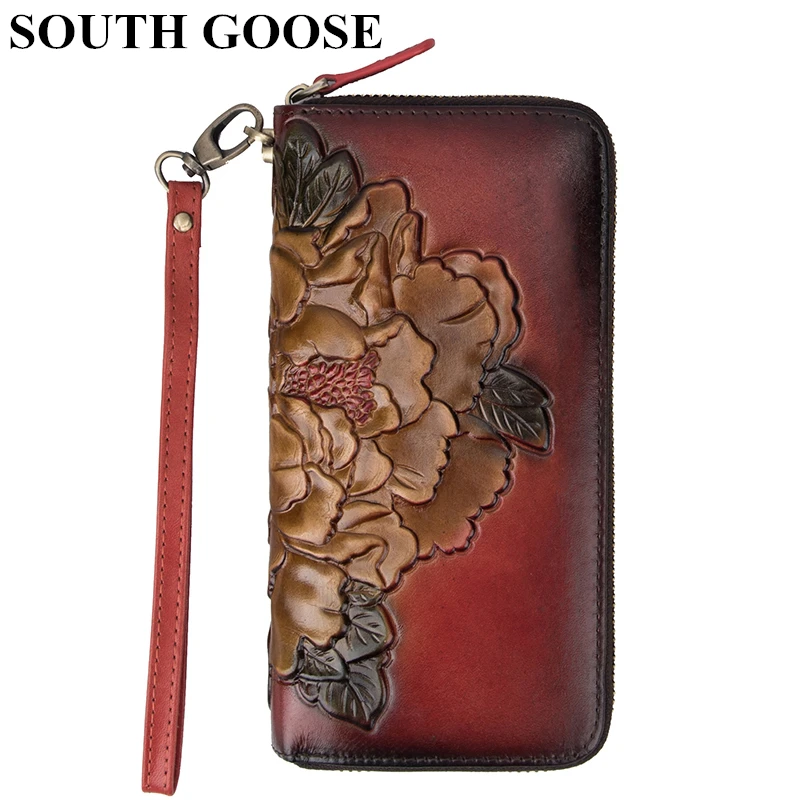 Женский клатч из коровьей кожи с Цветочным Тиснением | Багаж и сумки