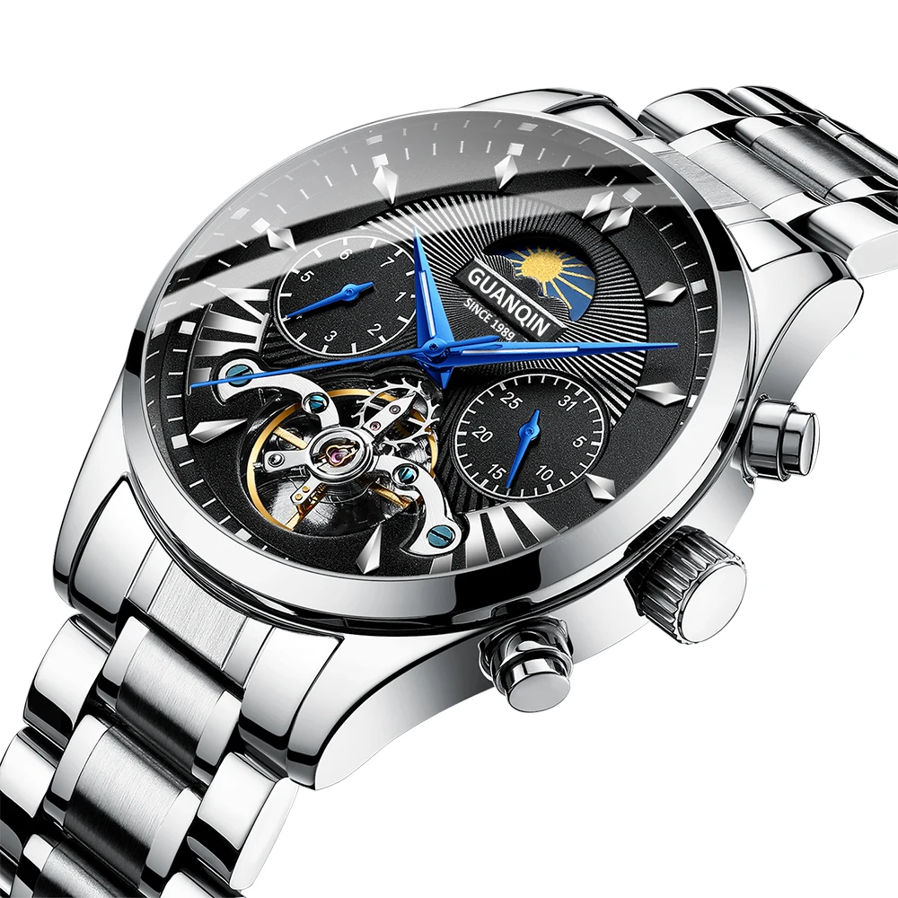 GUANQIN автоматические/механические/роскошные часы золотые reloj hombre мужские часы мужские/мужские часы Топ бренд класса люкс tourbillon