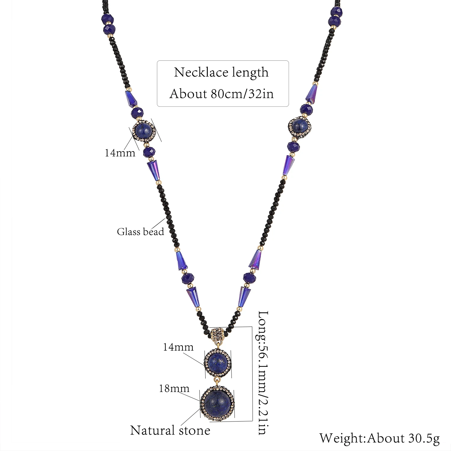 Женская Длинная цепочка с подвеской ожерелье ручной работы натуральным камнем