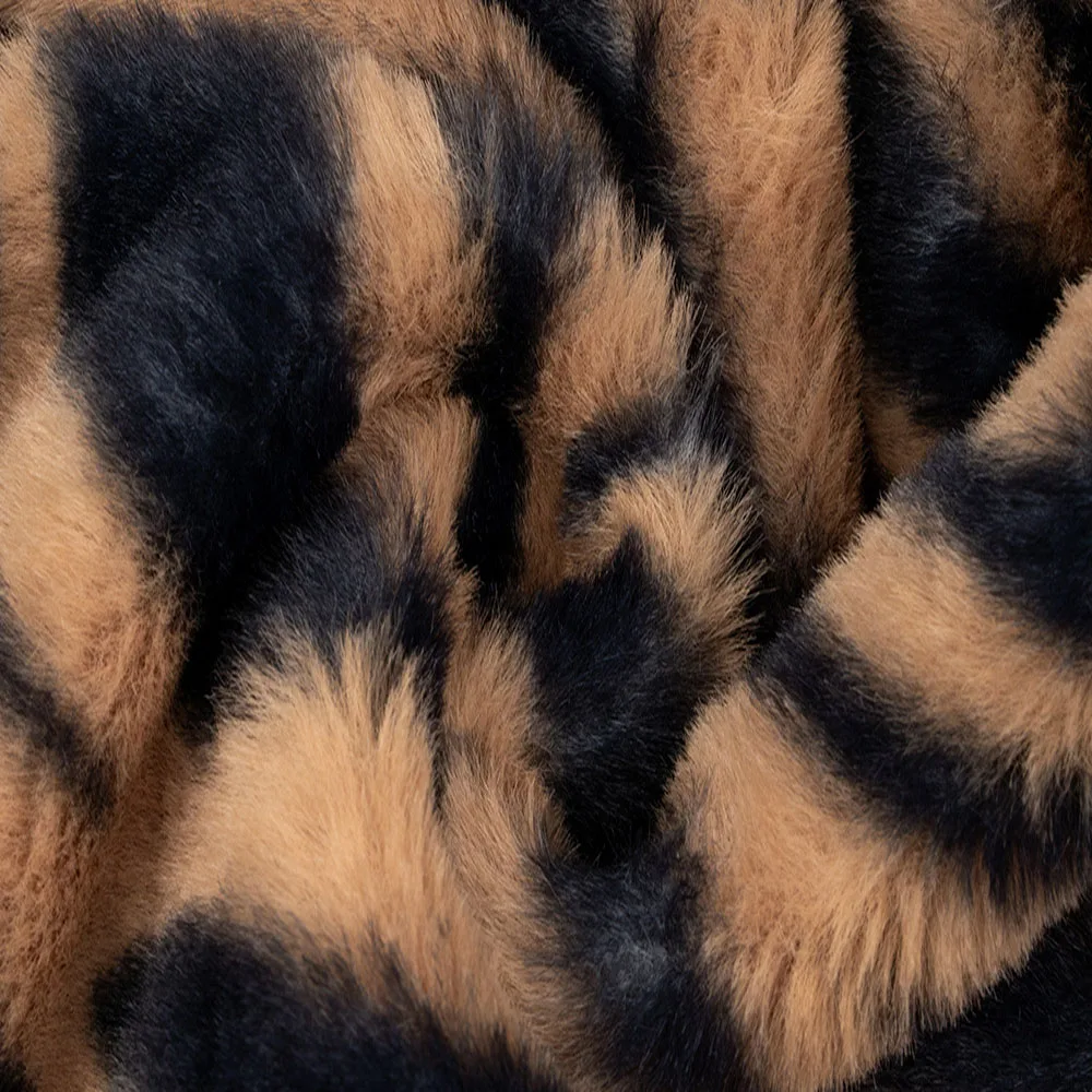 SEBOWEL Fashion Design Tiger Print Faux Fur Overcoat Women Winter Long Sleeve Female Animal Pattern Warm Cardigan Coat S-XL