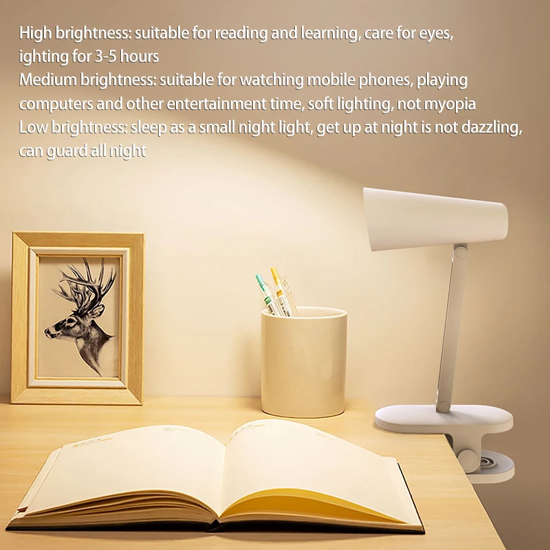 

Clip Desk Lamp Foldable Clip Touch Dimming Reading Lamp Student Dormitory Desktop Creative Folding Eye Protection Reading Lamp