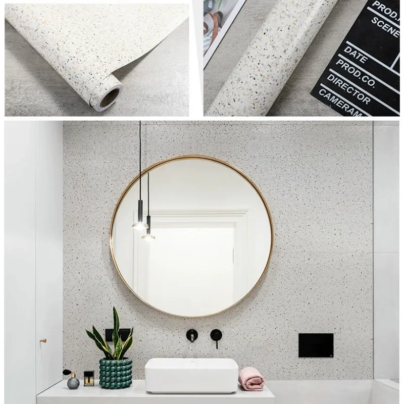 Водостойкая маслостойкая бежевая настенная бумага Terrazzo контактная ПВХ