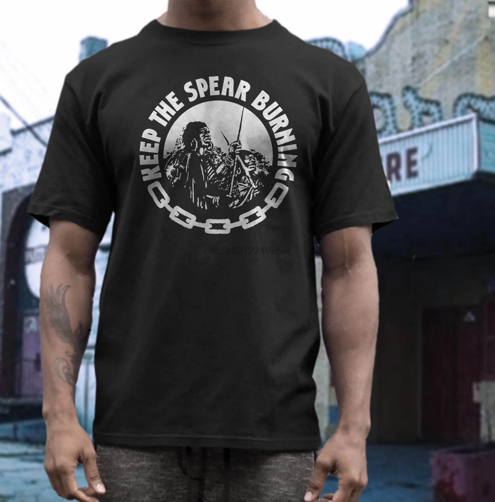 Футболка с принтом &quotгорящая копье&quot мужские футболки надписью &quotjamaican rocksteady