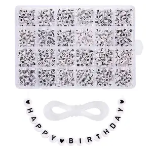 Шнуровка акриловая, с буквами английского алфавита, ювелирные изделия, браслеты, 4 х7 мм, 1200 шт.