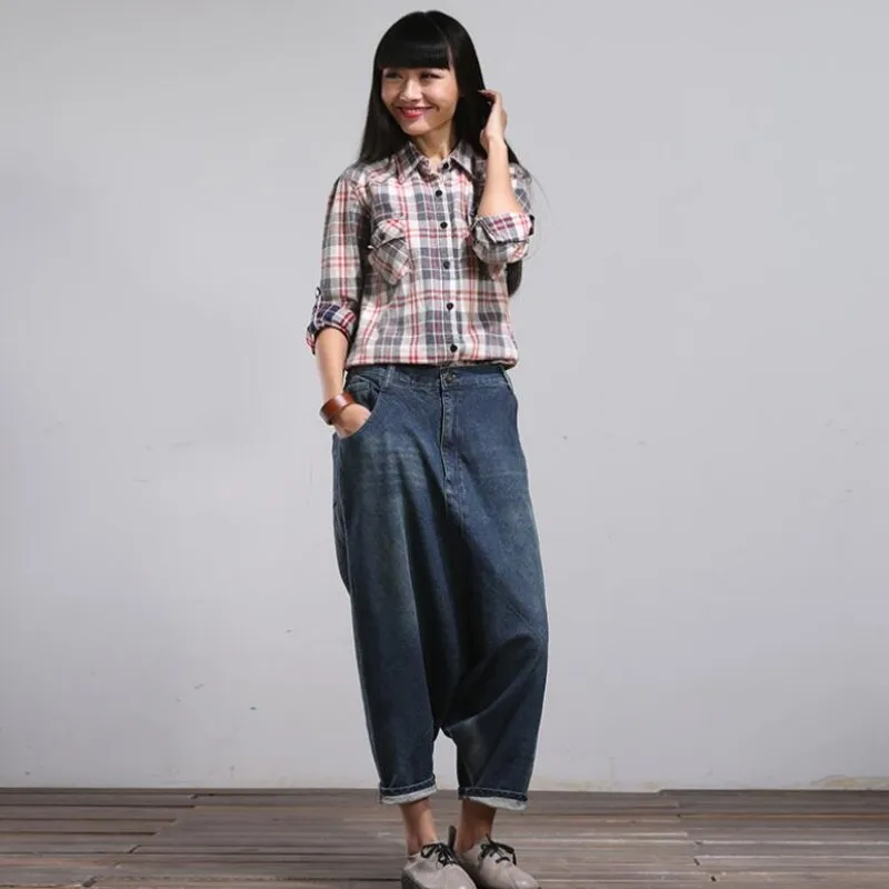 Женские Капри палаццо мешковатые хип-хоп Boho свободный крой джинсы Vaqueros Mujer Broek