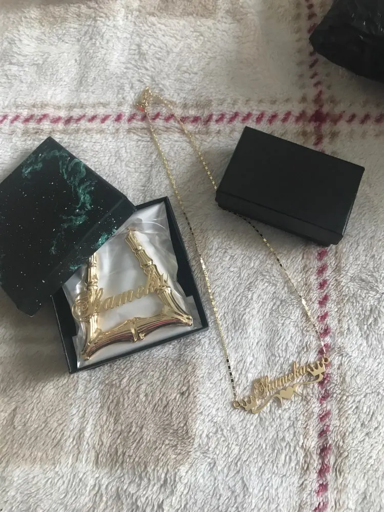 Набор сережек и ожерелья DOREMI с именем треугольные Бамбуковые серьги кольца из